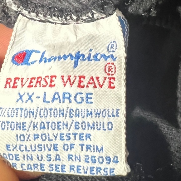 Vintage 80s Champion Reverse Weave Black Stitched Pullover Crop Top Sweatshirt - Picture 6 of 6